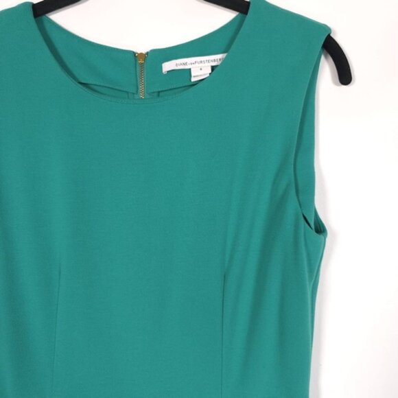 Diane Von Furstenberg Carpreena Mini Dress GREEN Size 6 Full Zipper Sleeveless - Picture 7 of 15